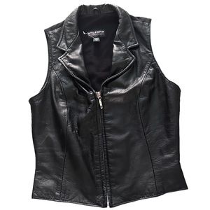 Vintage Y2K Wilson’s Leather Black Genuine Leather Zip Up Sleeveless Vest